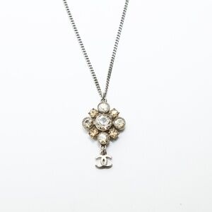 CHANEL Silver Logo Necklace